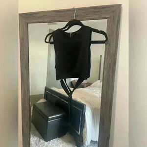 Forever 21 black crop top with belt tie around waist